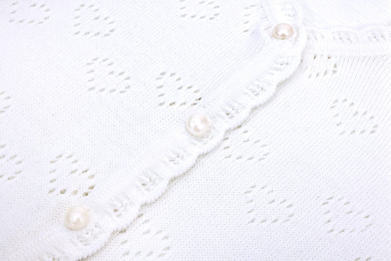 Lilax Baby Girls' Little Hearts Knit Cardigan Sweater (12 Months, White) - Image 5